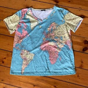Noracora world map tee size Large